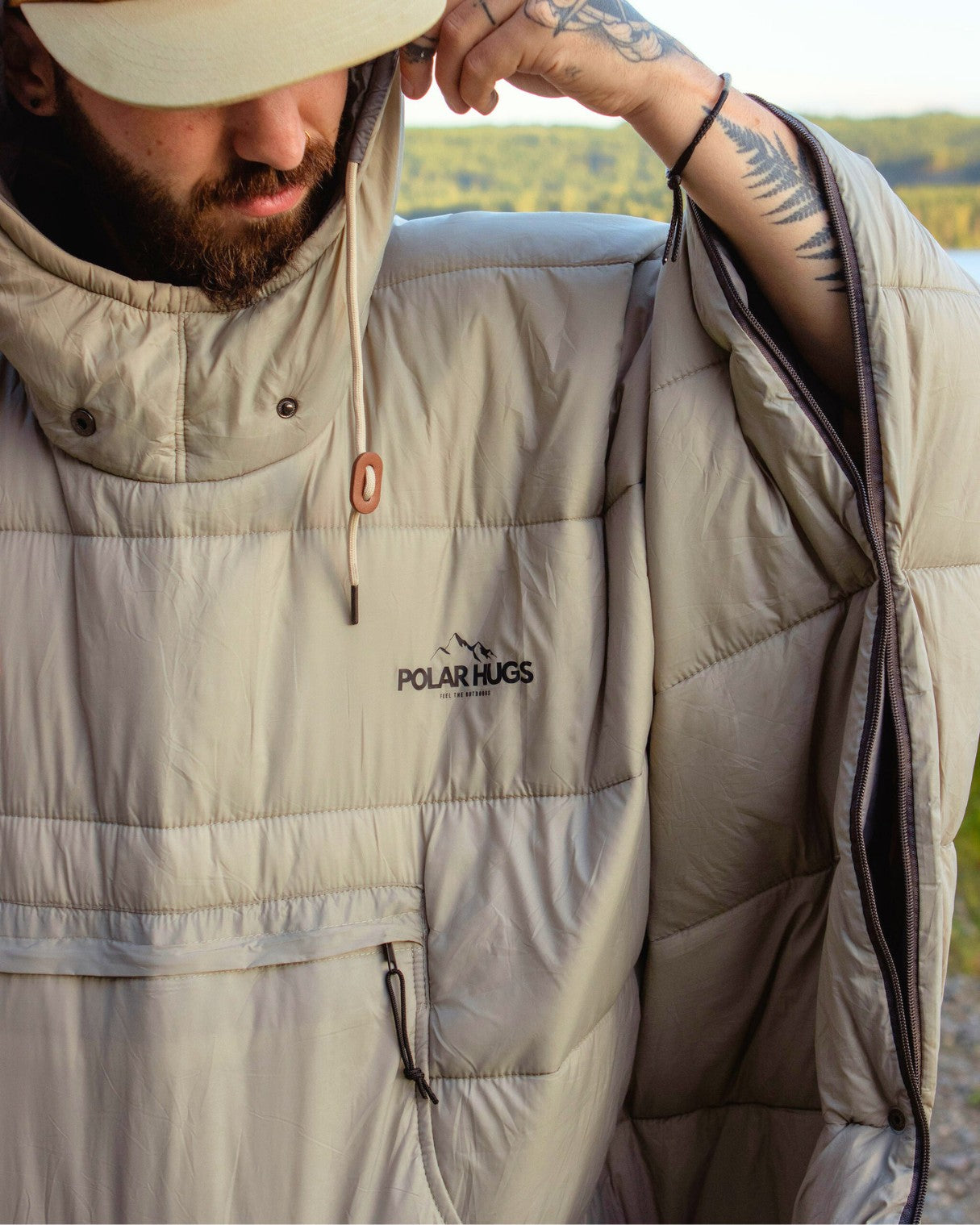 PolarHug™ | 3-i-1 ultimat utendørsponcho / sovepose / teppe