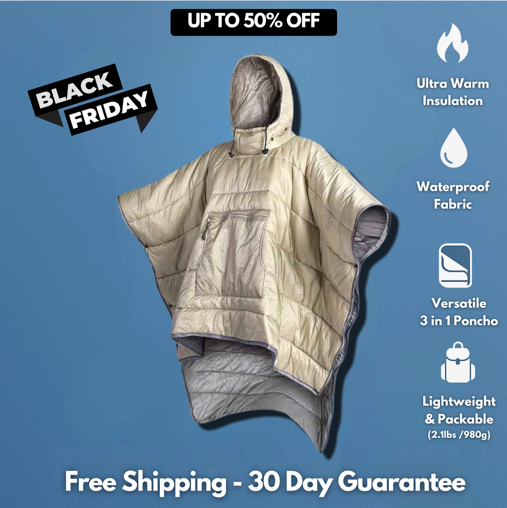 PolarHug™ | The Ultimate 3 in 1 Ultralight Warm Poncho