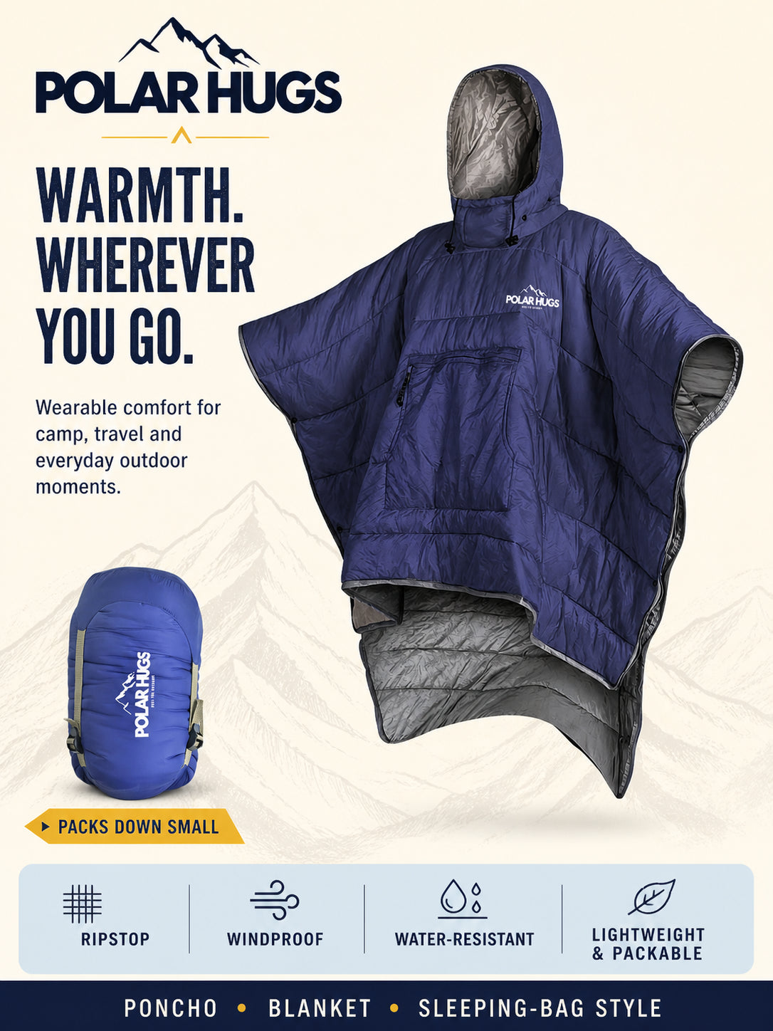 PolarHug™ | The Ultimate 3 in 1 Ultralight Warm Poncho